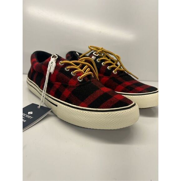 SPERRY Men\'s Storm Buffalo Black Red Checkered Sneakers STS22644 Size 8 NEW main image 7